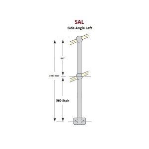 Webforge Monowills Side Angle Left stair stanchion 44-45 degree