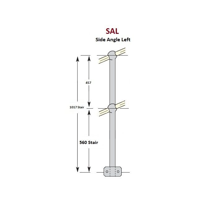 Webforge Monowills Side Angle Left stair stanchion 44-45 degree