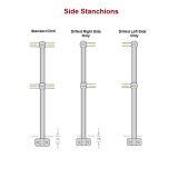 Monowills Side stanchions, in untreated or hot dip galvanised mild steel, available standard drill, drilled Left or right side only,