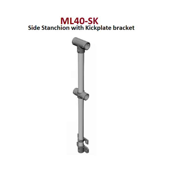 Monowills link Side Stanchion Standard drill with kickplate bracket