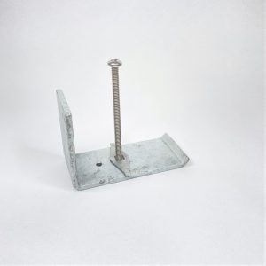 Gripspan galvanised hold down clamp. To suit 65mm Gripspan leg. Consists of one screw, anchor device clip and galvanised clamp plate. Used for securing planks to channel section from above.