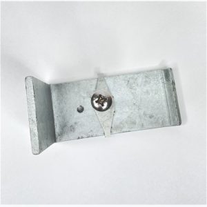 Gripspan galvanised hold down clamp. To suit 65mm Gripspan leg. Consists of one screw, anchor device clip and galvanised clamp plate. Used for securing planks to channel section from above.