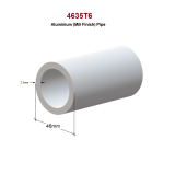 46mm O.D Aluminium (Mill Finish) pipe, 6.5mm length 3.5mm wall thickness
