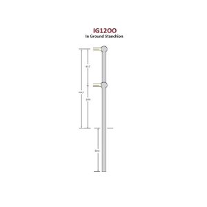 In ground mild steel Stanchion, 1200mm leg, Drilled one side only