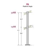 Platform angle upright stanchion, suitable for use on a concrete stairs