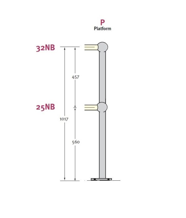 Platform Stanchion Drilled One Side Only