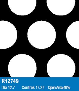 R12749 Perforated Metal Sheet: 12.7mm Round, 49% Open Area