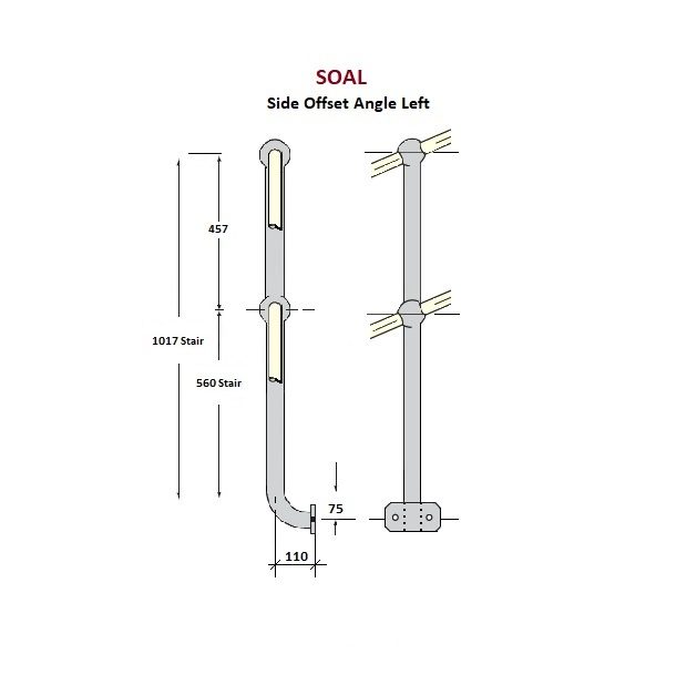 Webforge Monowills Side offset angled Left stair stanchion