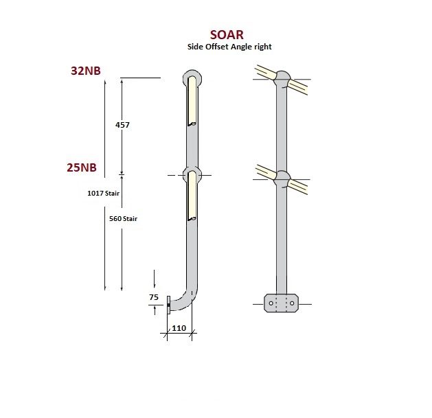 Webforge Monowills Side offset Angle Right stair stanchion