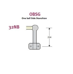 One ball stanchion, drilled left side only, hot dip galvanised