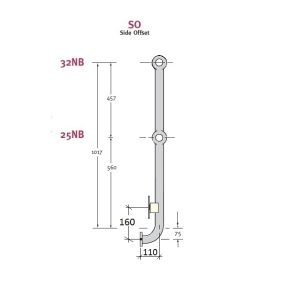 Side offset Untreated (Mild Steel), 110mm, right hand kisckplate bracket at 160mm