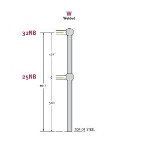 Welded Stanchion, drilled one side only