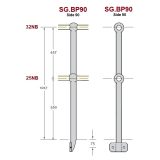 Side Stanchion at 90 degrees, Untreated Or Hot Dip Galvanised, Mild Steel