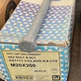 INGAL CIVIL 10001225-M20 X 200mm Hex Head Bolt Grade 4.6 Galv-
