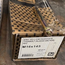 INGAL Civils, M16 x 145mm Dynabolt, Carbon Steel, with a Zinc Yellow Finish (Box of 40)