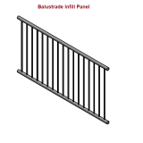 Balustrade infill 32NB/40NB Top and Base Rail, with 12mm dia rods @100mm centres, Galvanised/Untreated finish