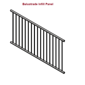 Balustrade infill 32NB/40NB Top and Base Rail, with 12mm dia rods @100mm centres, Galvanised/Untreated finish