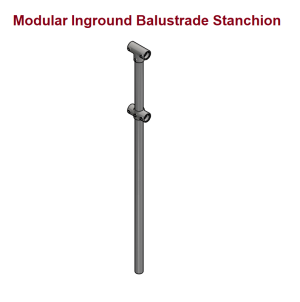 Modular Balustrade Inground Stanchion, 32/40 Nominal Bore upright, Std drill, Drilled one side only Corner Drill