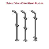Modular Platform Welded Bikesafe Stanchion, 2, 3 rail or a Balustrade system, 32 or 40 Nominal Bore upright, STD Drill